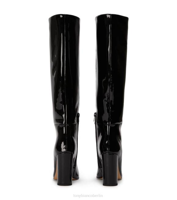 kniehohe Stiefel| de Tony Bianco Frauen Boss-Kalbsstiefel schwarzes Lackleder 4624435
